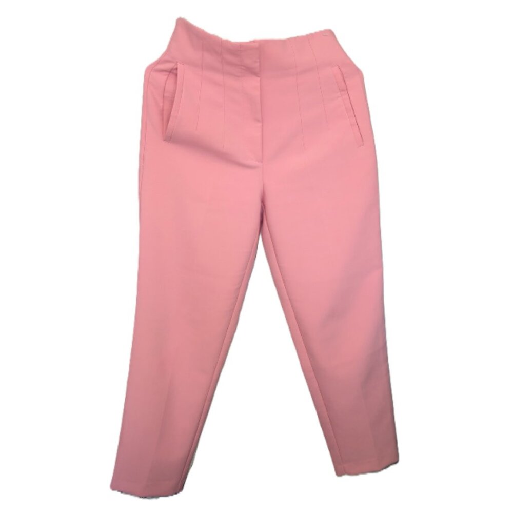 ZARA WOMAN HIGH-WAISTED PANTS TROUSERS color bubble gum pink